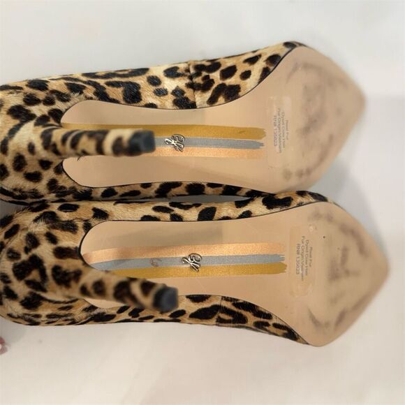 Sam Edelman Margie Leopard Print Heels 6M Real Fur Calf Hair Pointed Toe Classic - Picture 6 of 7